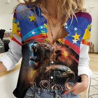 Philippines Lion and Eagle 1898 Women Casual Shirt Pilipinas Maligayang Araw ng Kalayaan LT9 Female Black - Polynesian Pride