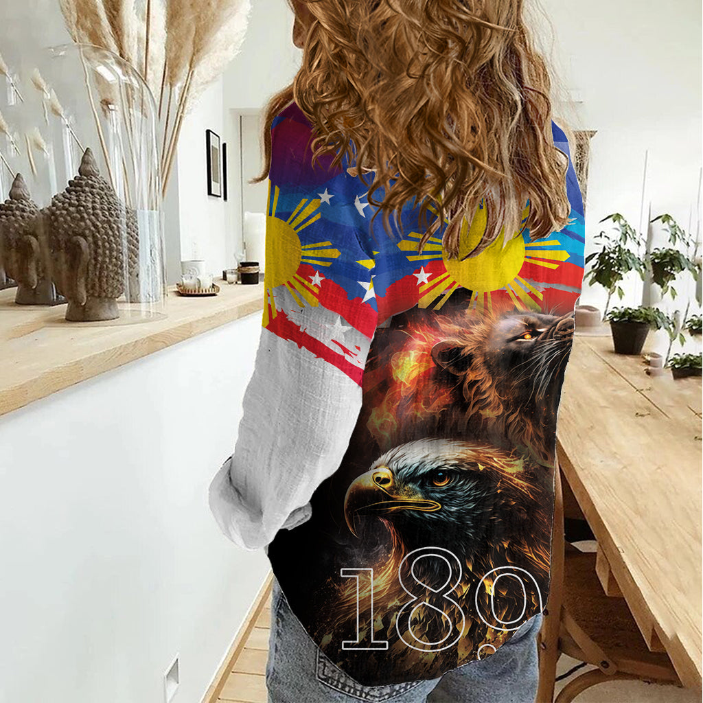 Philippines Lion and Eagle 1898 Women Casual Shirt Pilipinas Maligayang Araw ng Kalayaan LT9 - Polynesian Pride