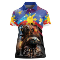 Philippines Lion and Eagle 1898 Women Polo Shirt Pilipinas Maligayang Araw ng Kalayaan LT9 Female Black - Polynesian Pride