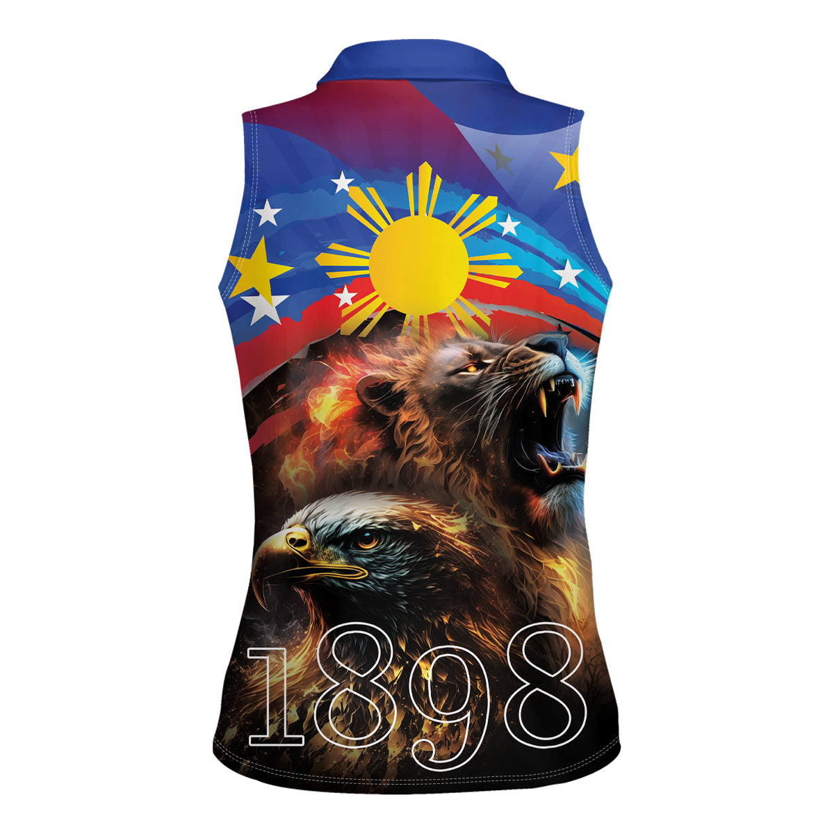 Philippines Lion and Eagle 1898 Women Sleeveless Polo Shirt Pilipinas Maligayang Araw ng Kalayaan LT9 - Polynesian Pride