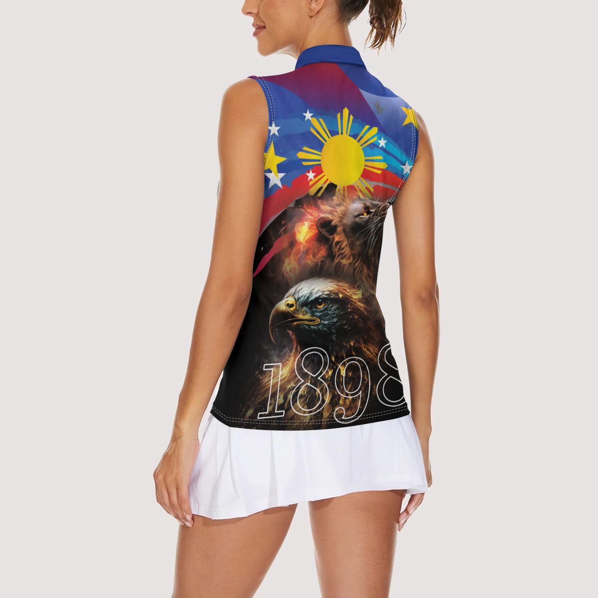 Philippines Lion and Eagle 1898 Women Sleeveless Polo Shirt Pilipinas Maligayang Araw ng Kalayaan LT9 - Polynesian Pride