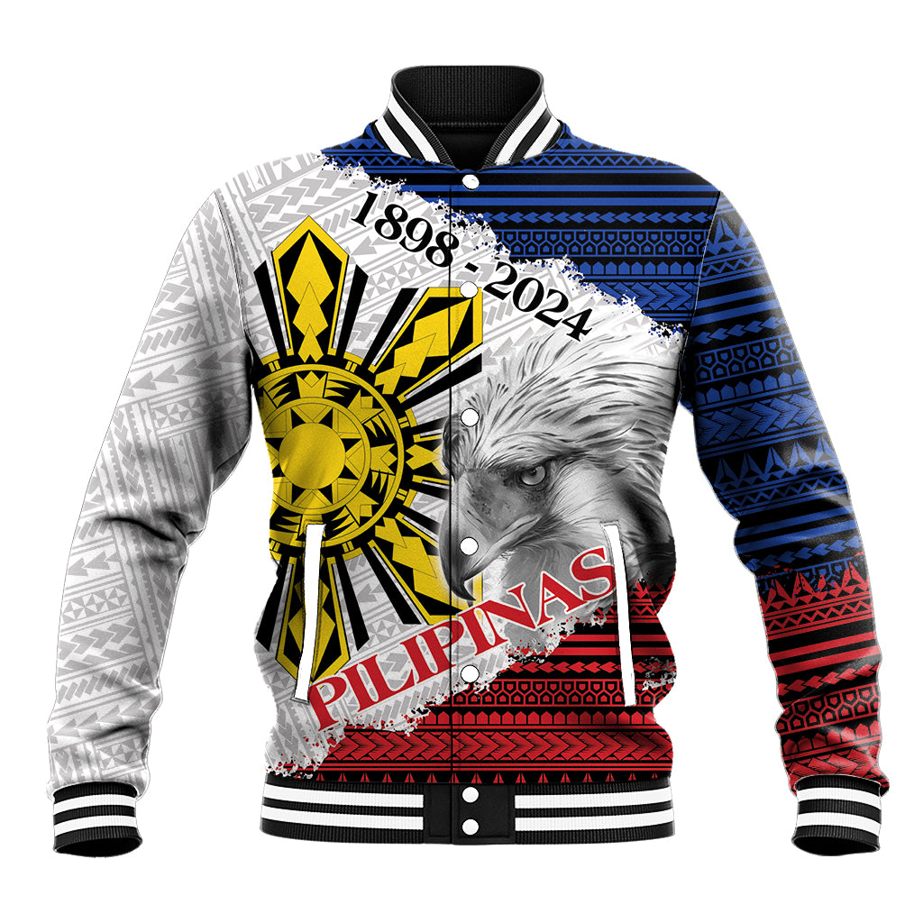 Philippines 126th Independence Day Baseball Jacket Pilipinas Hunyo 12 Maligayang Araw ng Kalayaan LT9 Unisex White - Polynesian Pride