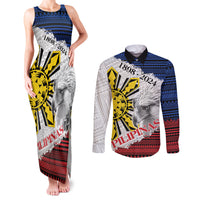Philippines 126th Independence Day Couples Matching Tank Maxi Dress and Long Sleeve Button Shirt Pilipinas Hunyo 12 Maligayang Araw ng Kalayaan LT9 White - Polynesian Pride