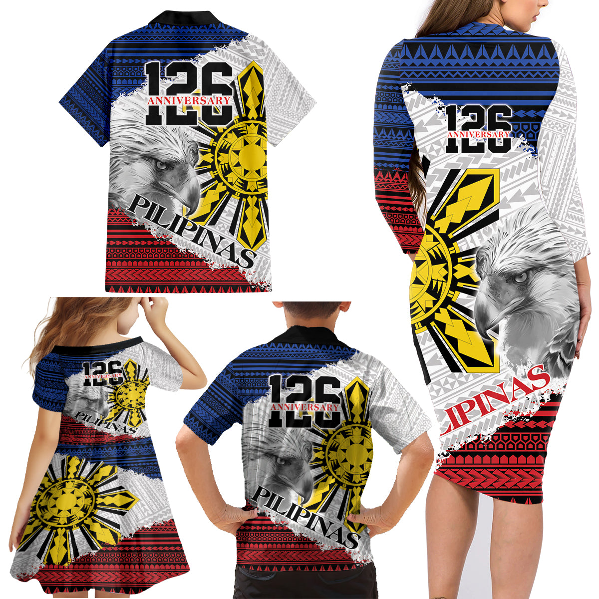 Philippines 126th Independence Day Family Matching Long Sleeve Bodycon Dress and Hawaiian Shirt Pilipinas Hunyo 12 Maligayang Araw ng Kalayaan LT9 - Polynesian Pride