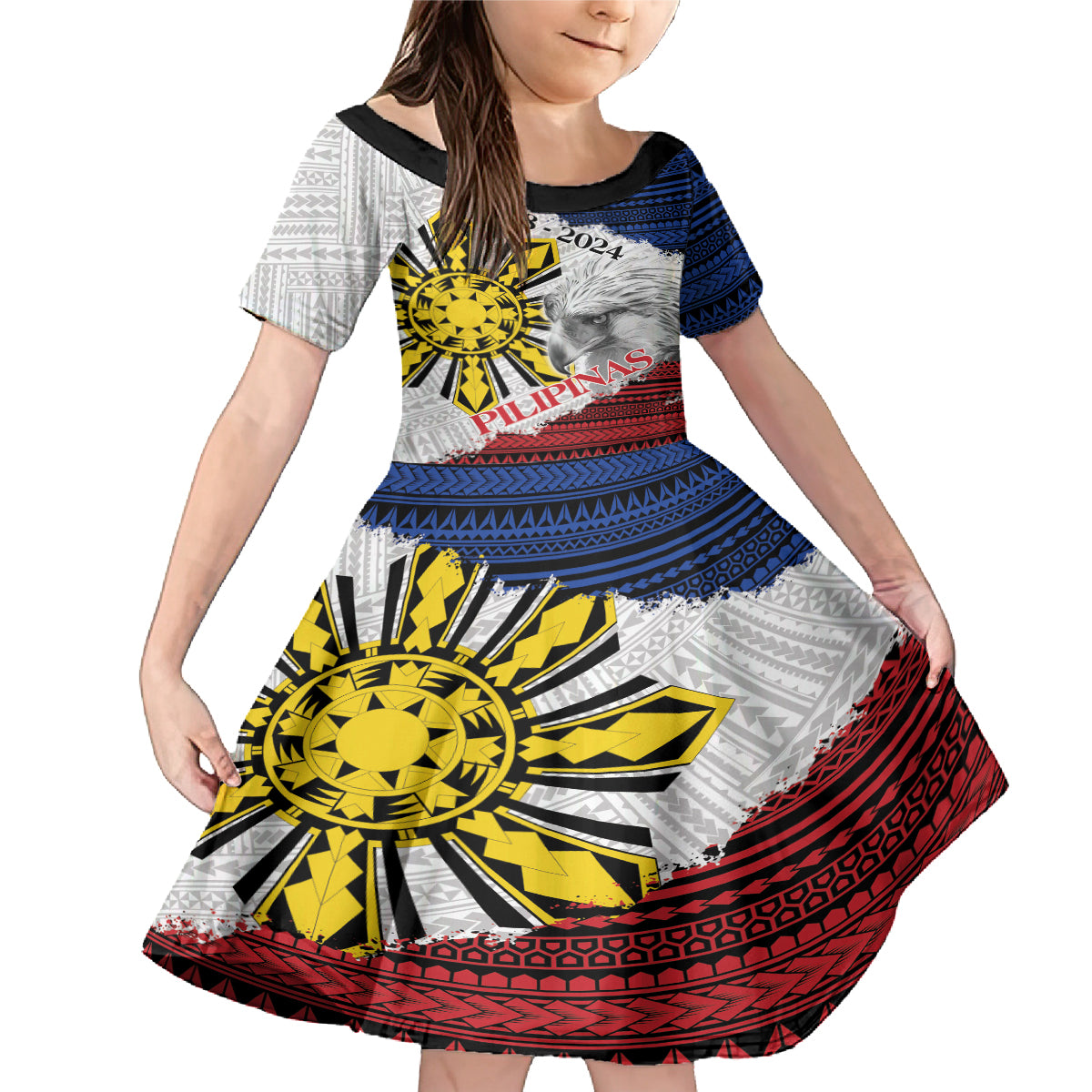 Philippines 126th Independence Day Family Matching Mermaid Dress and Hawaiian Shirt Pilipinas Hunyo 12 Maligayang Araw ng Kalayaan LT9 Daughter's Dress White - Polynesian Pride