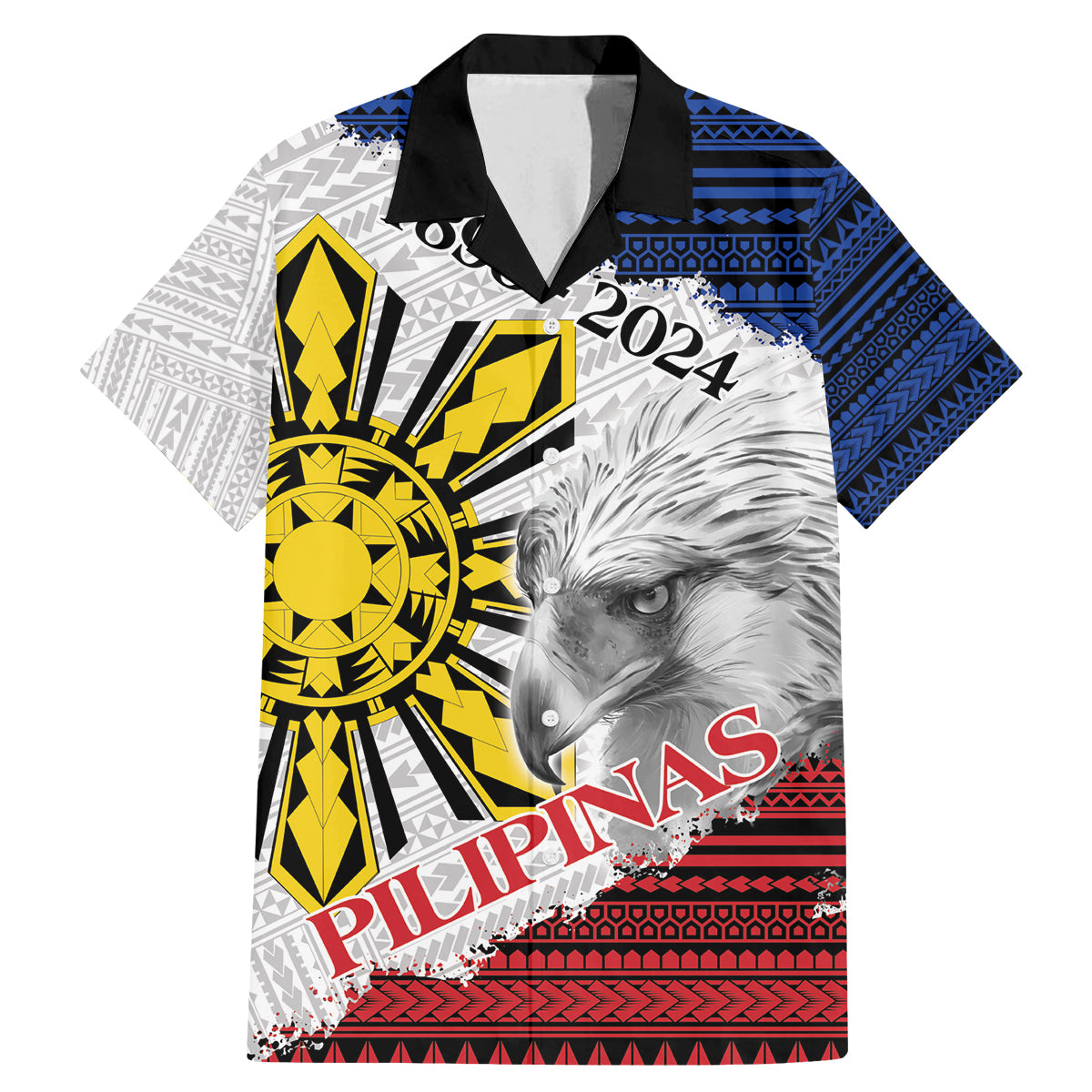 Philippines 126th Independence Day Family Matching Mermaid Dress and Hawaiian Shirt Pilipinas Hunyo 12 Maligayang Araw ng Kalayaan LT9 Dad's Shirt - Short Sleeve White - Polynesian Pride