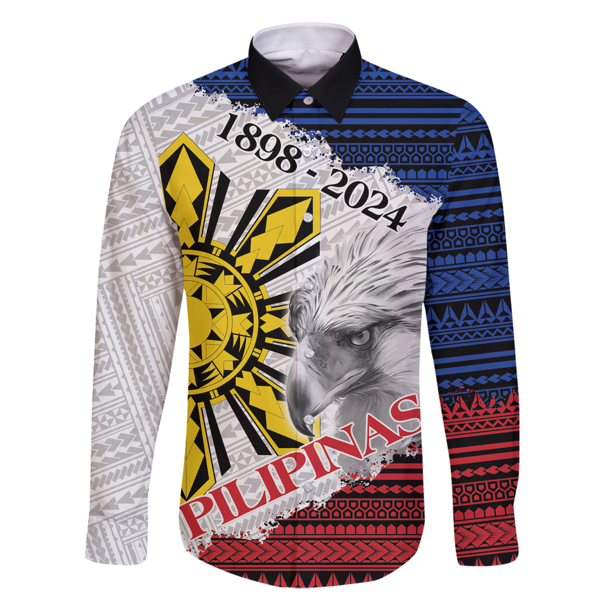 Philippines 126th Independence Day Family Matching Puletasi and Hawaiian Shirt Pilipinas Hunyo 12 Maligayang Araw ng Kalayaan LT9 Dad's Shirt - Long Sleeve White - Polynesian Pride