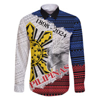 Philippines 126th Independence Day Family Matching Puletasi and Hawaiian Shirt Pilipinas Hunyo 12 Maligayang Araw ng Kalayaan LT9 Dad's Shirt - Long Sleeve White - Polynesian Pride
