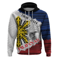 Philippines 126th Independence Day Hoodie Pilipinas Hunyo 12 Maligayang Araw ng Kalayaan LT9 Zip Hoodie White - Polynesian Pride