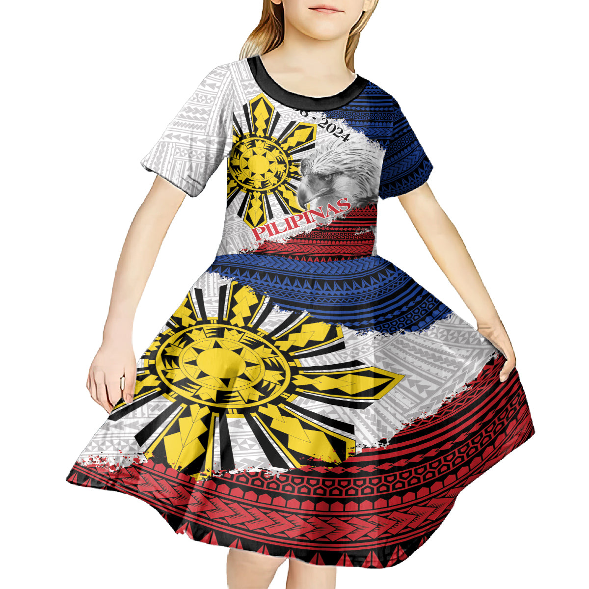 Philippines 126th Independence Day Kid Short Sleeve Dress Pilipinas Hunyo 12 Maligayang Araw ng Kalayaan LT9 - Polynesian Pride