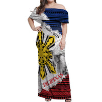 Philippines 126th Independence Day Off Shoulder Maxi Dress Pilipinas Hunyo 12 Maligayang Araw ng Kalayaan LT9 Women White - Polynesian Pride