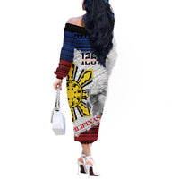 Philippines 126th Independence Day Off The Shoulder Long Sleeve Dress Pilipinas Hunyo 12 Maligayang Araw ng Kalayaan LT9 - Polynesian Pride
