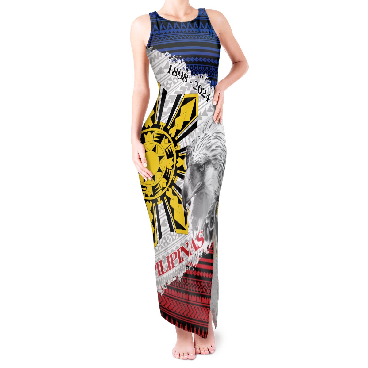 Philippines 126th Independence Day Tank Maxi Dress Pilipinas Hunyo 12 Maligayang Araw ng Kalayaan LT9 Women White - Polynesian Pride