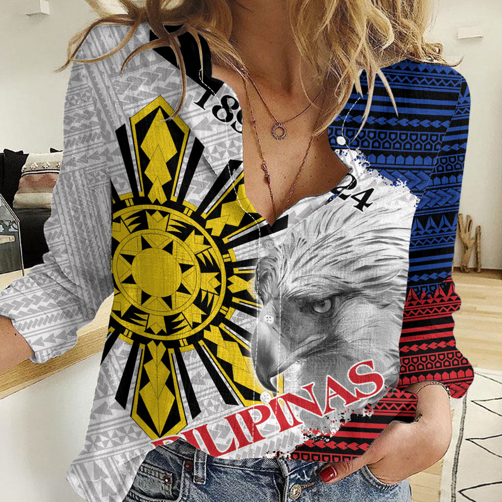 Philippines 126th Independence Day Women Casual Shirt Pilipinas Hunyo 12 Maligayang Araw ng Kalayaan LT9 Female White - Polynesian Pride