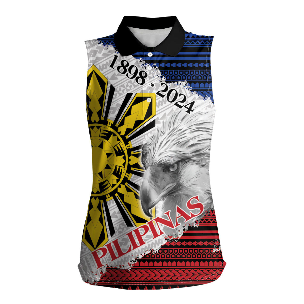 Philippines 126th Independence Day Women Sleeveless Polo Shirt Pilipinas Hunyo 12 Maligayang Araw ng Kalayaan LT9 Female White - Polynesian Pride