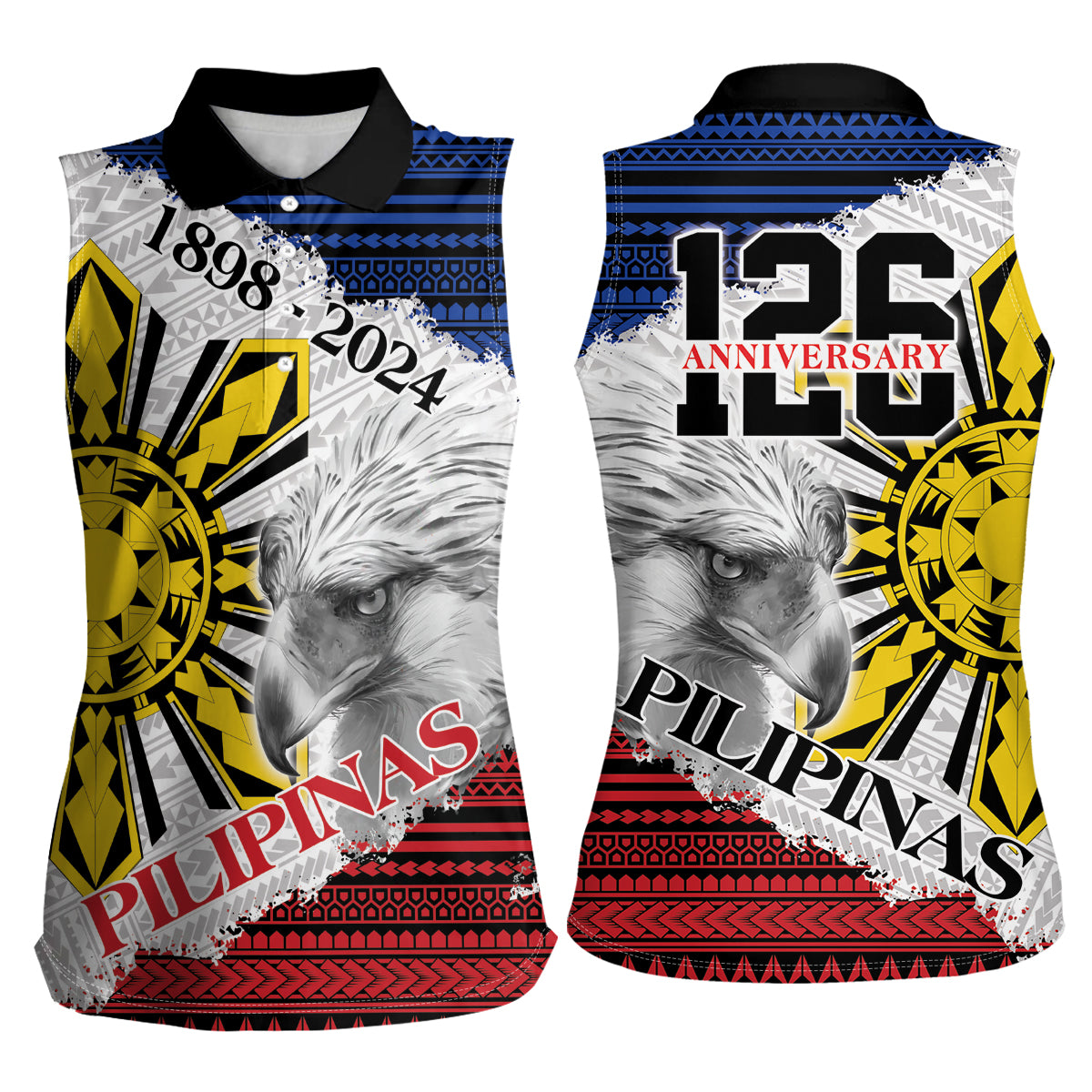 Philippines 126th Independence Day Women Sleeveless Polo Shirt Pilipinas Hunyo 12 Maligayang Araw ng Kalayaan LT9 - Polynesian Pride