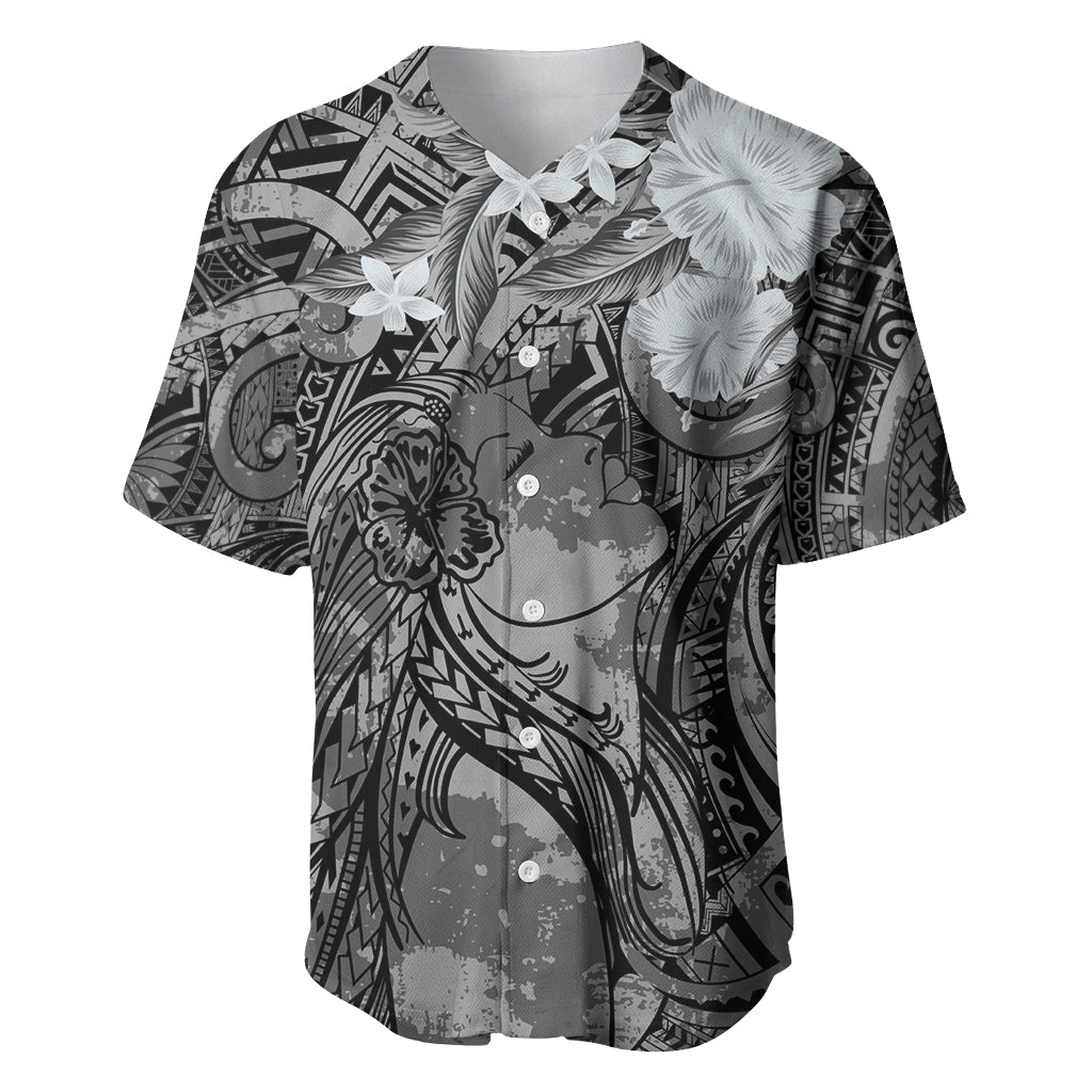 Pacific Beauty Girl Baseball Jersey Black Polyneisan Tribal Vintage Motif LT9 Black - Polynesian Pride