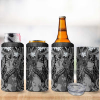 Pacific Beauty Girl 4 in 1 Can Cooler Tumbler Black Polyneisan Tribal Vintage Motif LT9 - Polynesian Pride