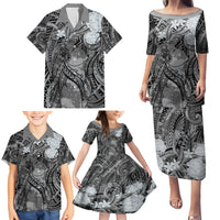 Pacific Beauty Girl Family Matching Puletasi and Hawaiian Shirt Black Polyneisan Tribal Vintage Motif LT9 - Polynesian Pride