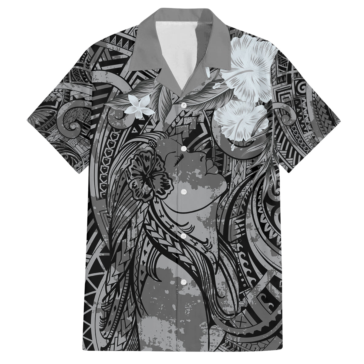 Pacific Beauty Girl Family Matching Puletasi and Hawaiian Shirt Black Polyneisan Tribal Vintage Motif LT9 Dad's Shirt - Short Sleeve Black - Polynesian Pride