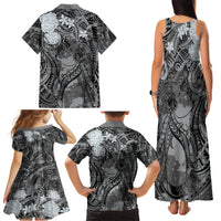 Pacific Beauty Girl Family Matching Tank Maxi Dress and Hawaiian Shirt Black Polyneisan Tribal Vintage Motif LT9 - Polynesian Pride