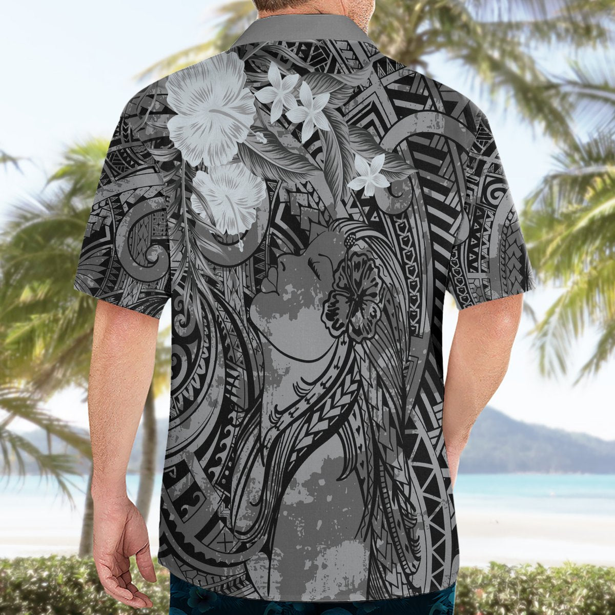 Pacific Beauty Girl Hawaiian Shirt Black Polyneisan Tribal Vintage Motif LT9 - Polynesian Pride