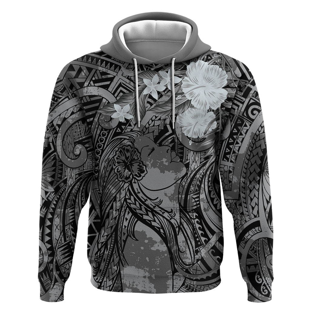 Pacific Beauty Girl Hoodie Black Polyneisan Tribal Vintage Motif LT9 Pullover Hoodie Black - Polynesian Pride