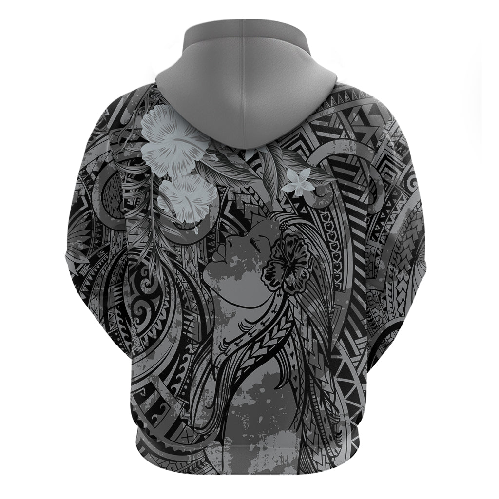 Pacific Beauty Girl Hoodie Black Polyneisan Tribal Vintage Motif LT9 - Polynesian Pride