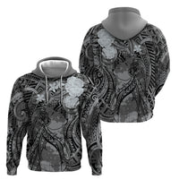 Pacific Beauty Girl Hoodie Black Polyneisan Tribal Vintage Motif LT9 - Polynesian Pride
