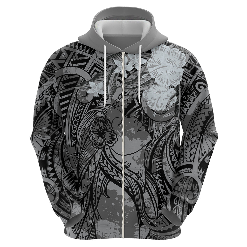 Pacific Beauty Girl Hoodie Black Polyneisan Tribal Vintage Motif LT9 - Polynesian Pride