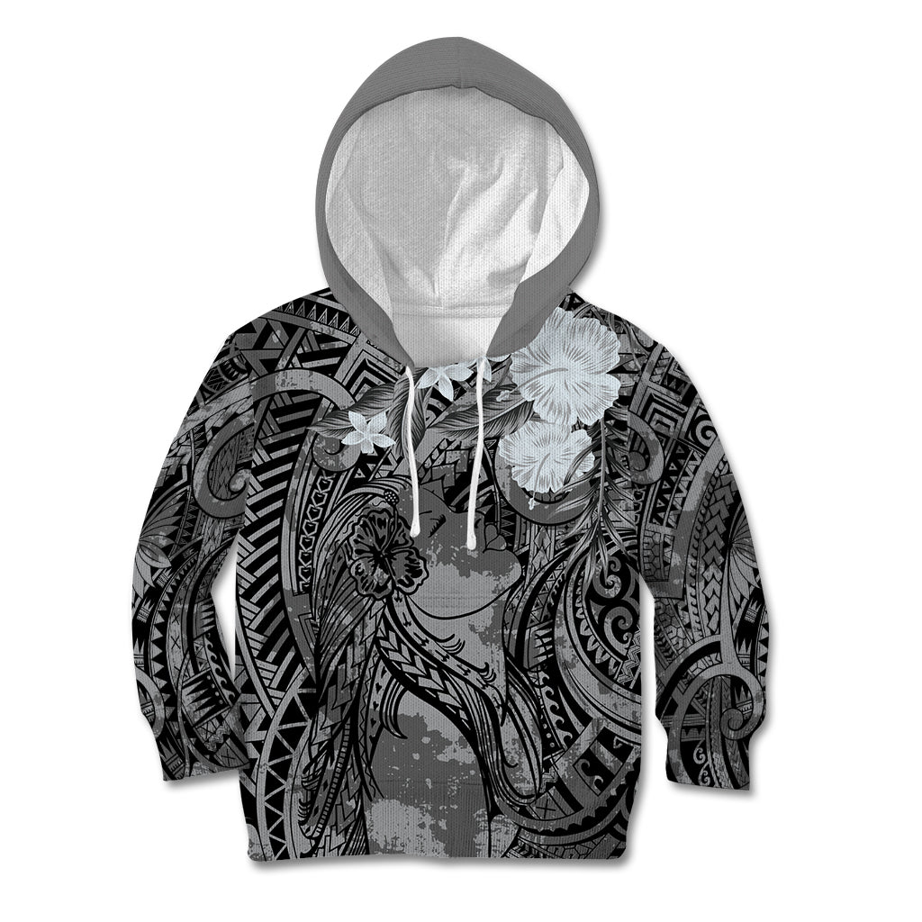 Pacific Beauty Girl Kid Hoodie Black Polyneisan Tribal Vintage Motif LT9 Hoodie Black - Polynesian Pride
