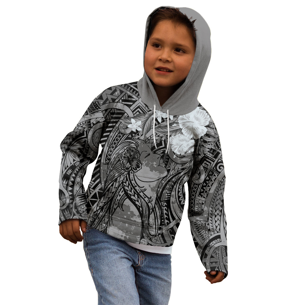 Pacific Beauty Girl Kid Hoodie Black Polyneisan Tribal Vintage Motif LT9 - Polynesian Pride