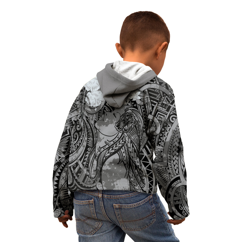 Pacific Beauty Girl Kid Hoodie Black Polyneisan Tribal Vintage Motif LT9 - Polynesian Pride