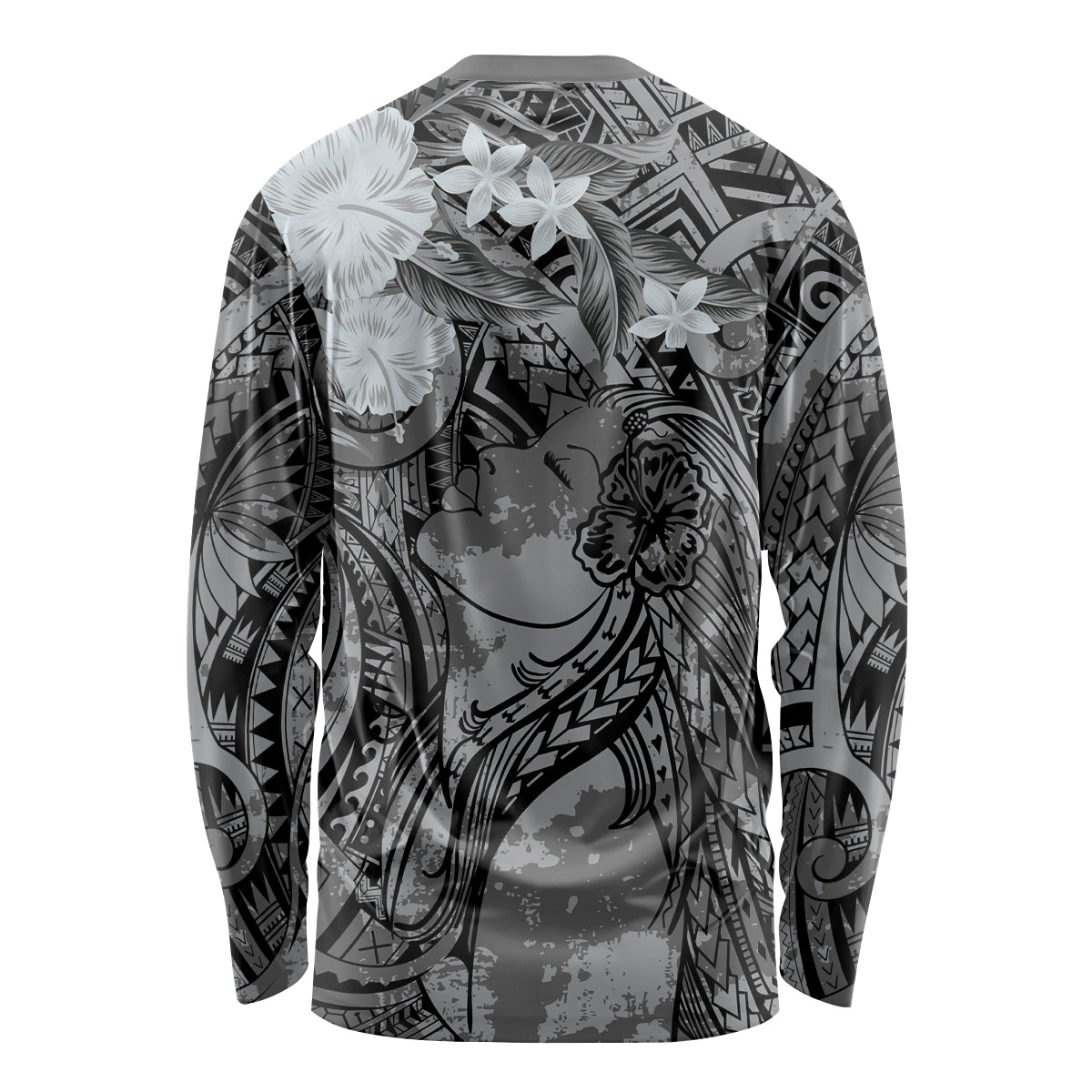Pacific Beauty Girl Long Sleeve Shirt Black Polyneisan Tribal Vintage Motif LT9 - Polynesian Pride
