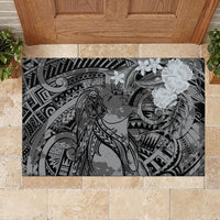 Pacific Beauty Girl Rubber Doormat Black Polyneisan Tribal Vintage Motif