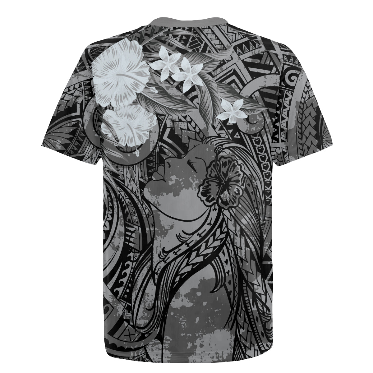 Pacific Beauty Girl Rugby Jersey Black Polyneisan Tribal Vintage Motif