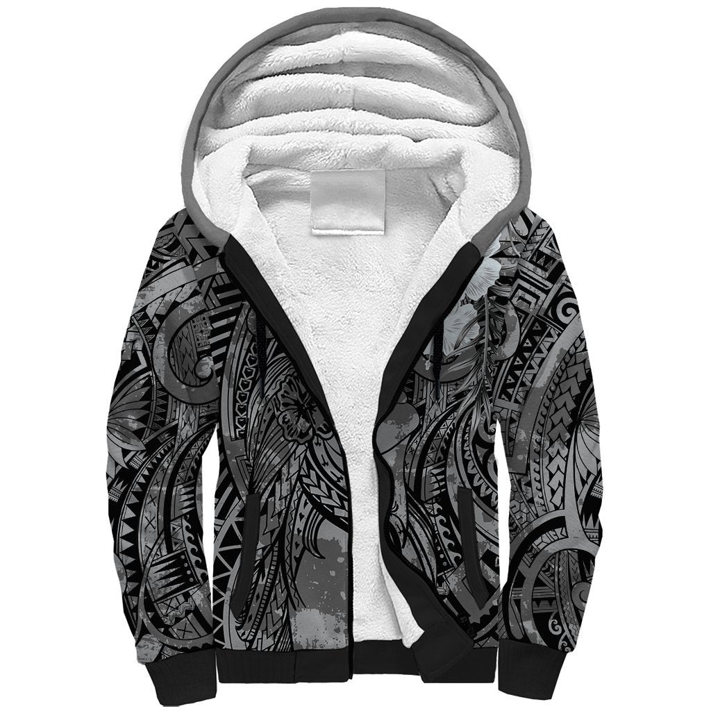 Pacific Beauty Girl Sherpa Hoodie Black Polyneisan Tribal Vintage Motif LT9 Unisex Black - Polynesian Pride