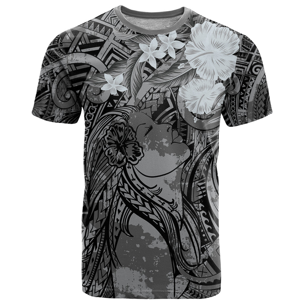 Pacific Beauty Girl T Shirt Black Polyneisan Tribal Vintage Motif