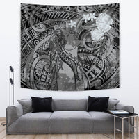 Pacific Beauty Girl Tapestry Black Polyneisan Tribal Vintage Motif LT9 Black - Polynesian Pride