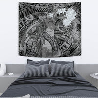 Pacific Beauty Girl Tapestry Black Polyneisan Tribal Vintage Motif LT9 - Polynesian Pride