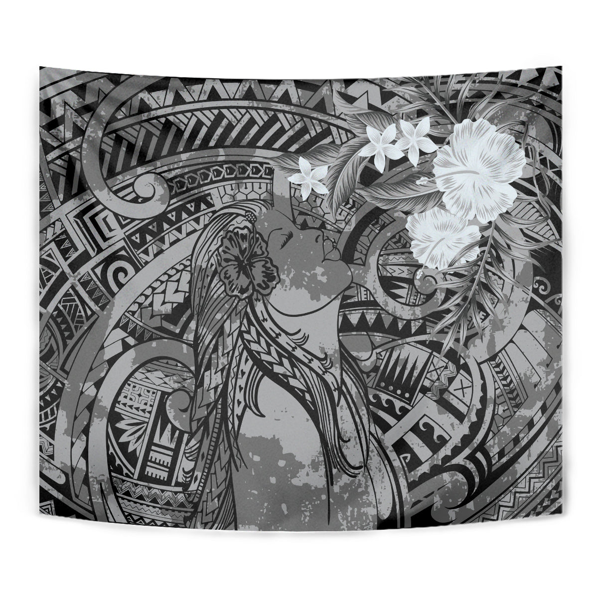 Pacific Beauty Girl Tapestry Black Polyneisan Tribal Vintage Motif LT9 - Polynesian Pride