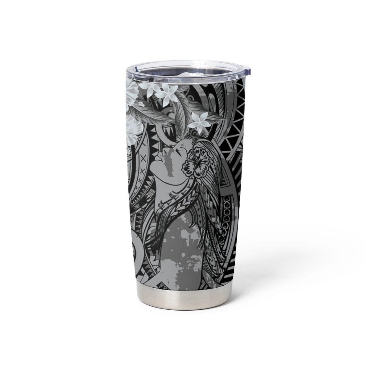 Pacific Beauty Girl Tumbler Cup Black Polyneisan Tribal Vintage Motif LT9 - Polynesian Pride