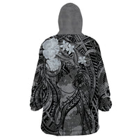 Pacific Beauty Girl Wearable Blanket Hoodie Black Polyneisan Tribal Vintage Motif LT9 - Polynesian Pride