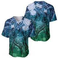 Pacific Beauty Girl Baseball Jersey Blue Polyneisan Tribal Vintage Motif LT9 - Polynesian Pride