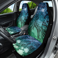 Pacific Beauty Girl Car Seat Cover Blue Polyneisan Tribal Vintage Motif LT9 - Polynesian Pride
