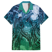 Pacific Beauty Girl Family Matching Summer Maxi Dress and Hawaiian Shirt Blue Polyneisan Tribal Vintage Motif LT9 Dad's Shirt - Short Sleeve Blue - Polynesian Pride