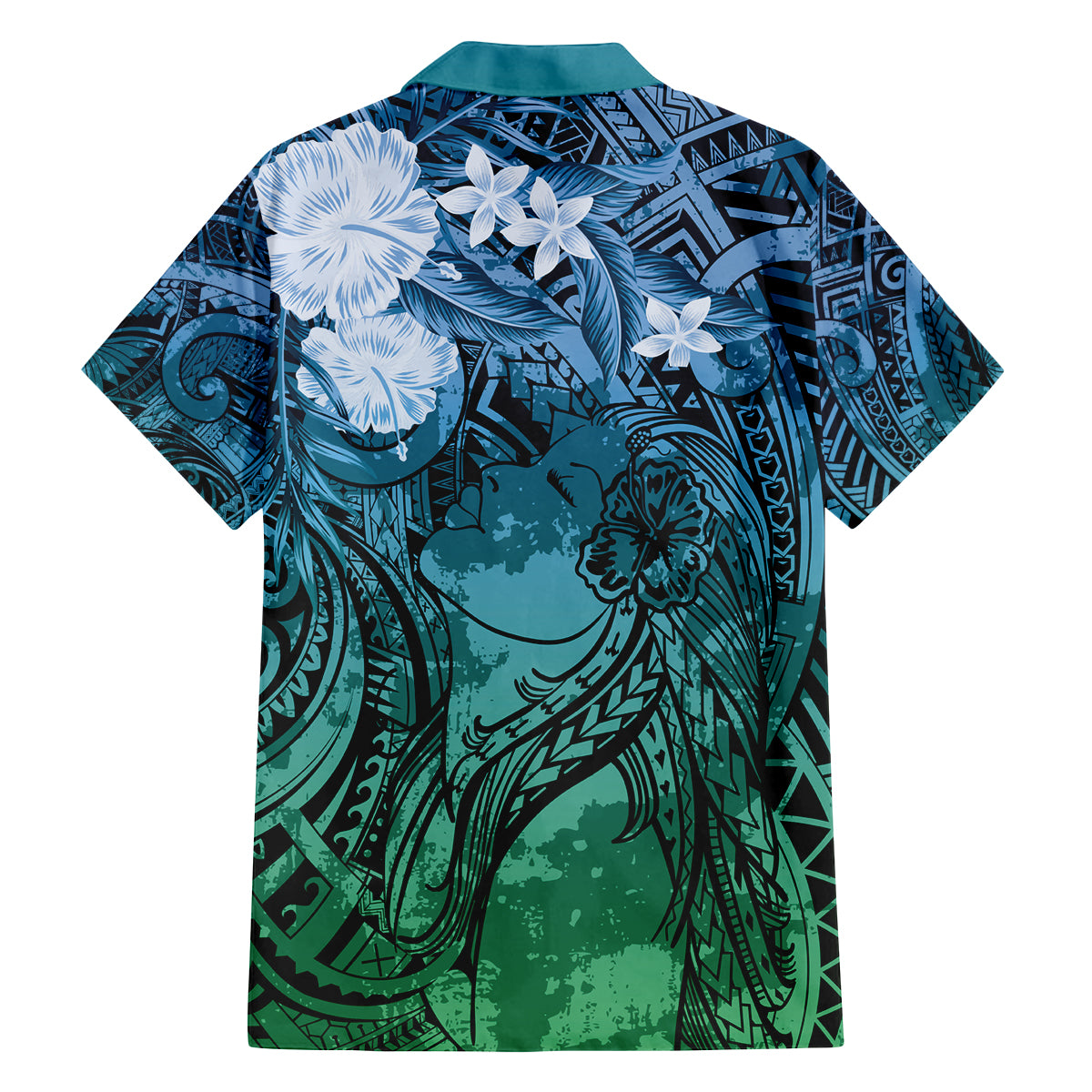Pacific Beauty Girl Family Matching Tank Maxi Dress and Hawaiian Shirt Blue Polyneisan Tribal Vintage Motif LT9 - Polynesian Pride