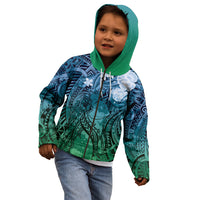 Pacific Beauty Girl Kid Hoodie Blue Polyneisan Tribal Vintage Motif LT9 - Polynesian Pride