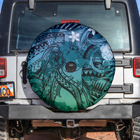 Pacific Beauty Girl Spare Tire Cover Blue Polyneisan Tribal Vintage Motif LT9 Blue - Polynesian Pride