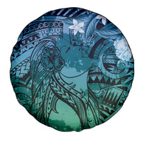 Pacific Beauty Girl Spare Tire Cover Blue Polyneisan Tribal Vintage Motif LT9 - Polynesian Pride